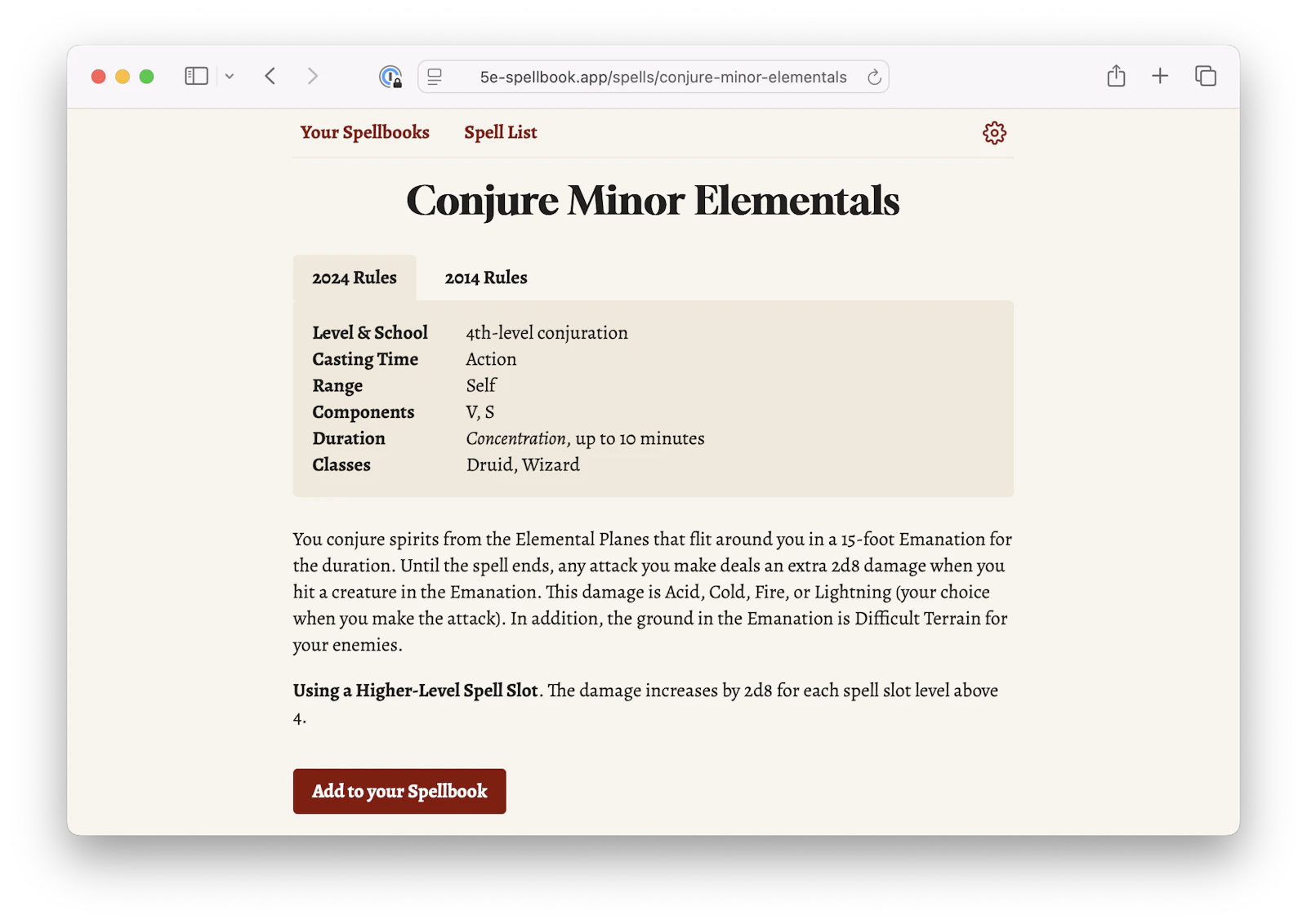 A screenshot of the 2014 and 2024 rules